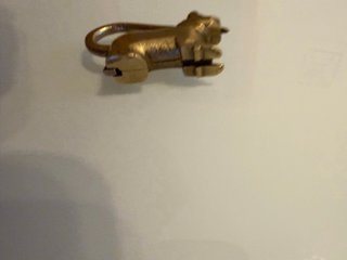 Antico luchetto in ottone a forma di cane