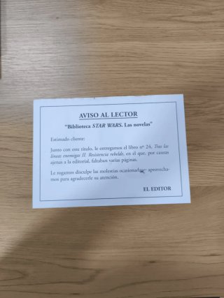 Libro star wars con errata de la editorial