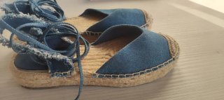 Sandalias Esparto Tela Vaquera Azul