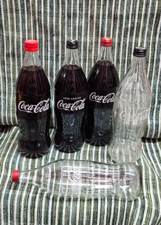 Lotto 5 Bottiglie di Vetro Coca Cola 1L Retro