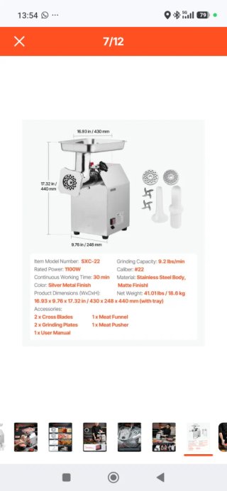 Picadora de Carne Profesional VEVOR
