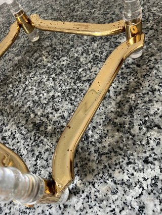 Mesa auxiliar de cristal y metal dorado - Art Déco