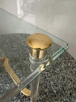 Mesa auxiliar de cristal y metal dorado - Art Déco