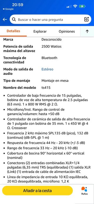 ALTAVOCES PROFESIONALES ALTO TS415