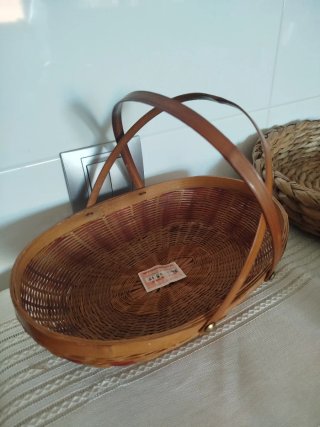 Cestería vintage mimbre y madera