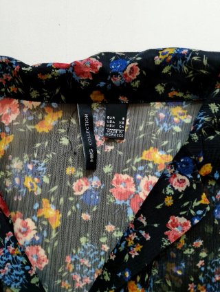 Vestido Túnica Floral Mango Negro Multicolor