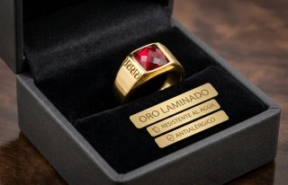 Anillo Oro Laminado con Piedra Roja