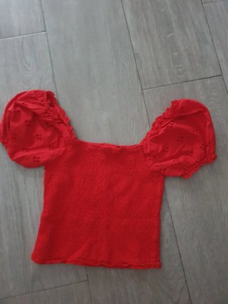 Blusa H&M roja manga abullonada