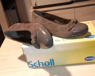 Manoletinas Dr. Scholl Piel Marrón y Gris