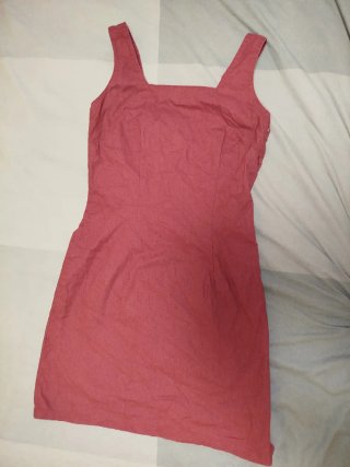 Vestido rosa algodón y lino