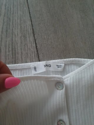 Blusa Mango blanca manga abullonada