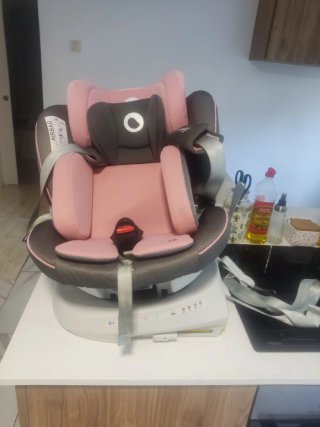 Silla coche bebé rosa y gris