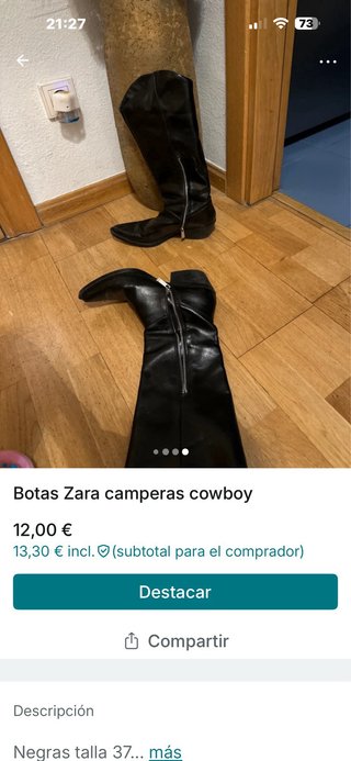 Botas Zara camperas cowboy negras talla 37