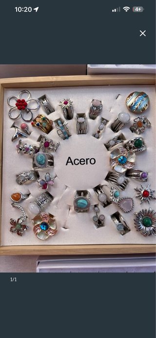 Lote Anillos Ajustables Plata y Turquesa