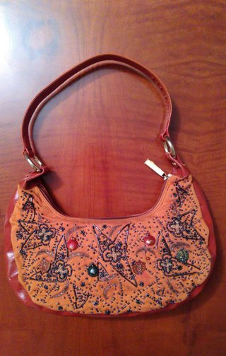 Bolso Rebeca Sanver naranja abalorios