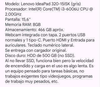 Portátil Lenovo + Cargador