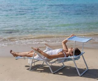 Silla Playa Flamingueo Azul y Blanca