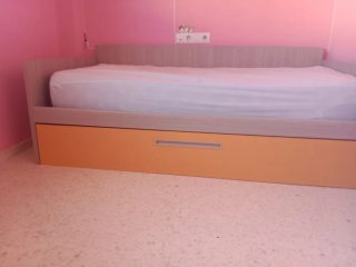 Cama nido madera y naranja sin cajones