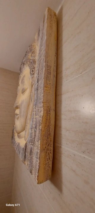 Cuadro Buda Madera Beige y Gris