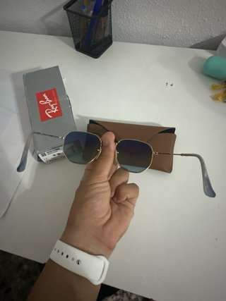 Gafas de Sol Ray-Ban Octagonales Doradas Azules