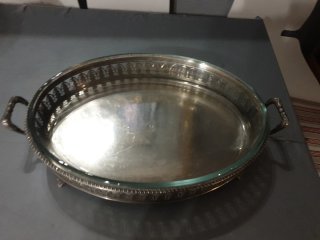 Bandeja de Plata con su Plato Cristal
