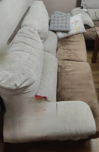 Conjunto Sofá Beige y Marrón Tela