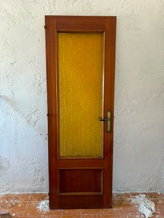 Conjunto de puerta madera maciza y marco vintage