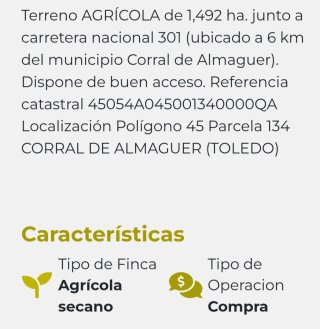 Terreno Agrícola 1.492 ha. Corral de Almaguer