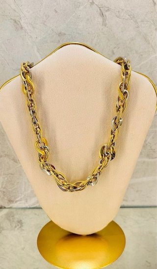 Gargantilla Oro 18k Blanco y Amarillo ALM-TRA2476