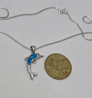 Collar Plata 925 Dije Delfín Azul