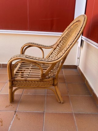 Sillón de bambú y mimbre vintage
