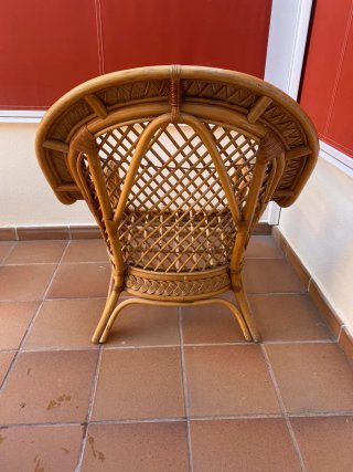 Sillón de bambú y mimbre vintage