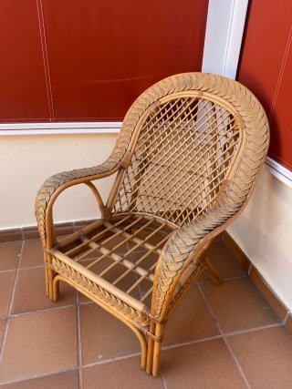 Sillón de bambú y mimbre vintage