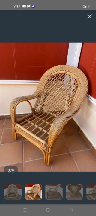 Sillón de bambú y mimbre vintage