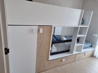 Cama tren infantil con cómoda