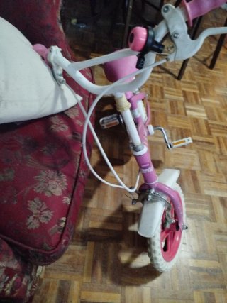 Bicicleta infantil rosa con ruedines