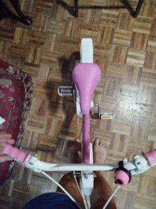 Bicicleta infantil rosa con ruedines