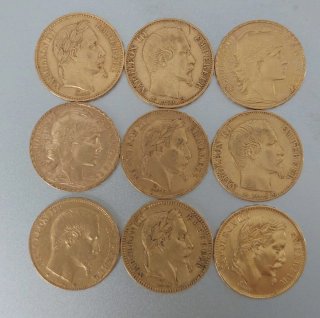 Lote 28 Monedas 20 Francos Franceses Oro
