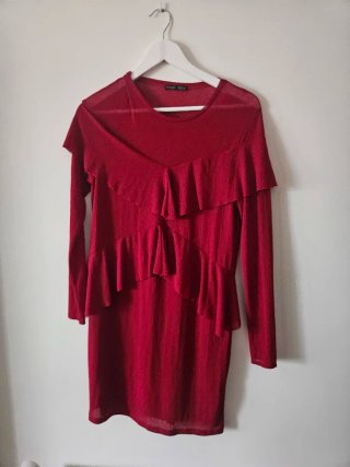 Vestido Zara Rojo con Volantes