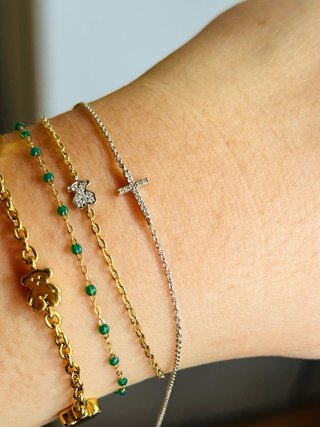 Pulsera Tous Oro 18k + Cruz Diamantes