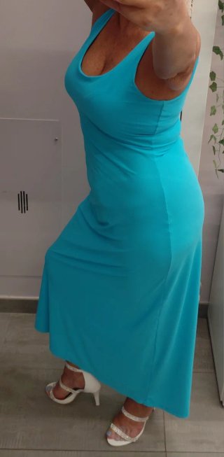Vestito aderente turchese taglia M