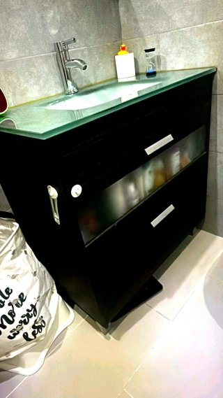 Mueble de baño moderno cristal y madera