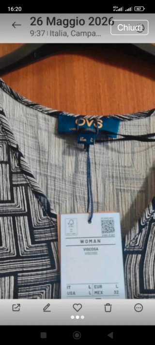 Blusa donna OVS fantasia geometrica taglia l