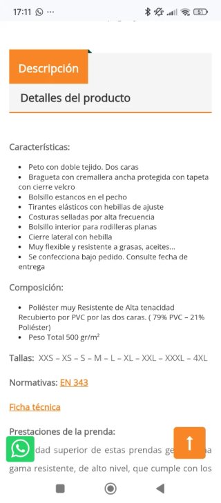Peto amarillo impermeable