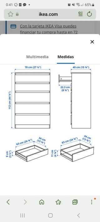Cómoda Ikea Kullen 5 cajones blanca