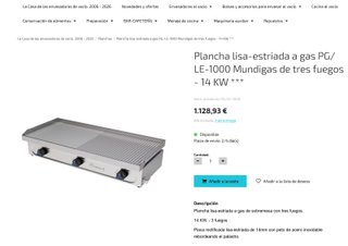 Plancha Industrial Gas 100 cm Mixta Lisa y Ranurad