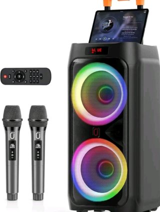 Altavoz Portátil con Batería y Micrófonos