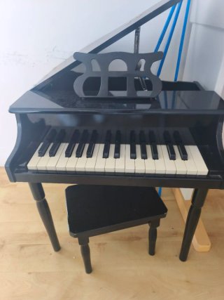 Minipiano de cola infantil negro con banqueta