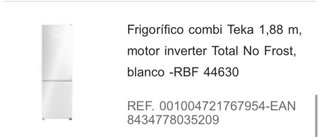 Nevera Combi Teka Blanca