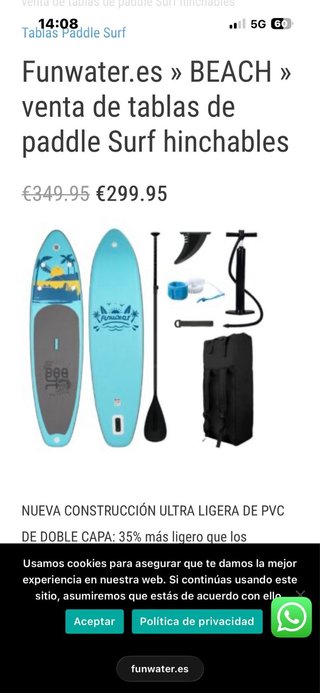 Tabla Paddle Surf Hinchable Funwater